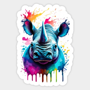 Rhino Colourful - Cute Rhinoceros Sticker